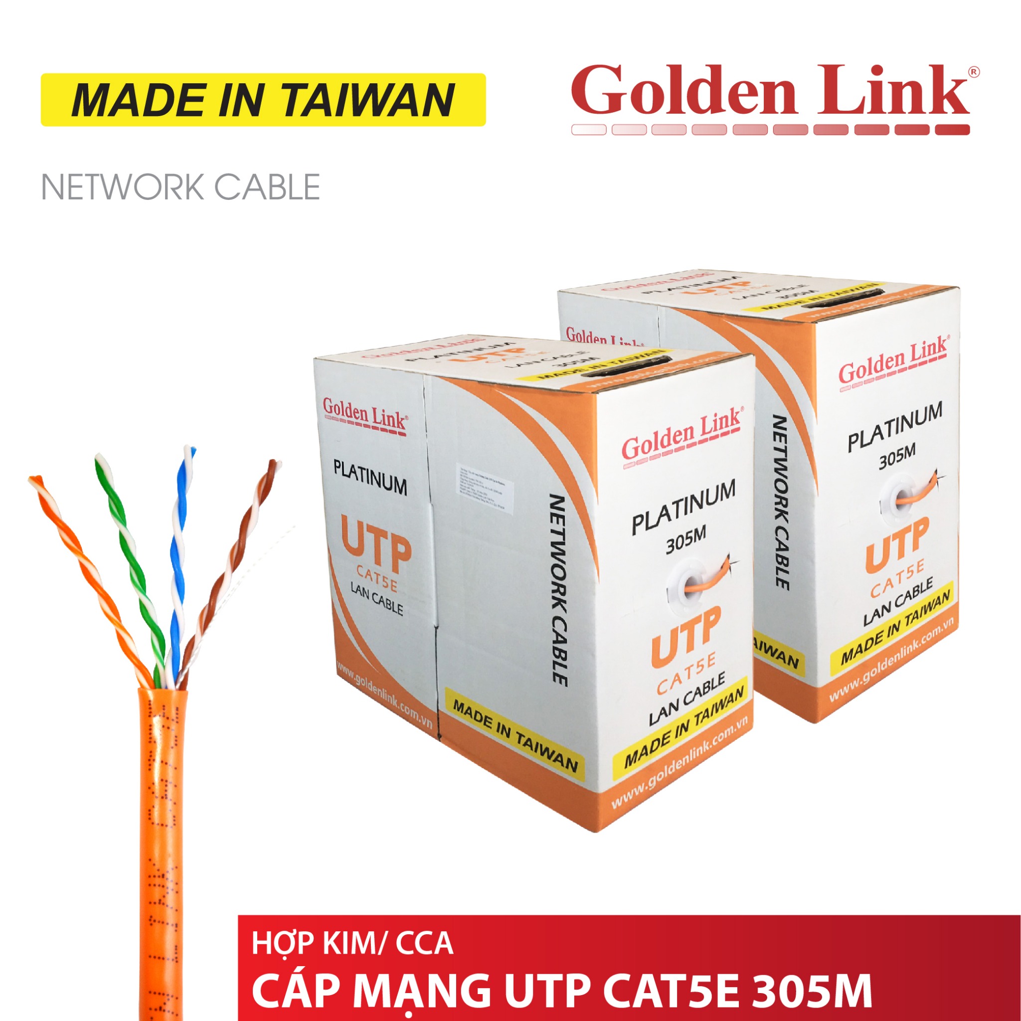 CABLE MẠNG (305M) 5E GOLDEN LINK (Màu Cam)
