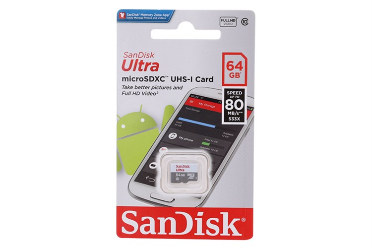THẺ NHỚ MicroSD 64GB SANDISK Chính Hãng