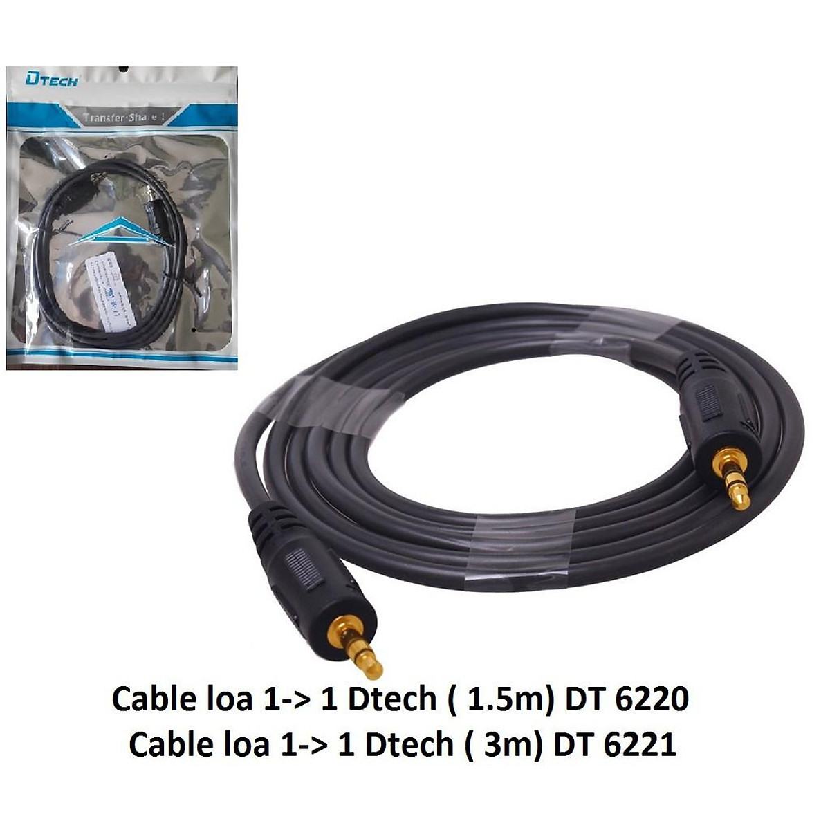 DÂY LOA 2 đầu 3Ly 1.5M DTECH DT6220