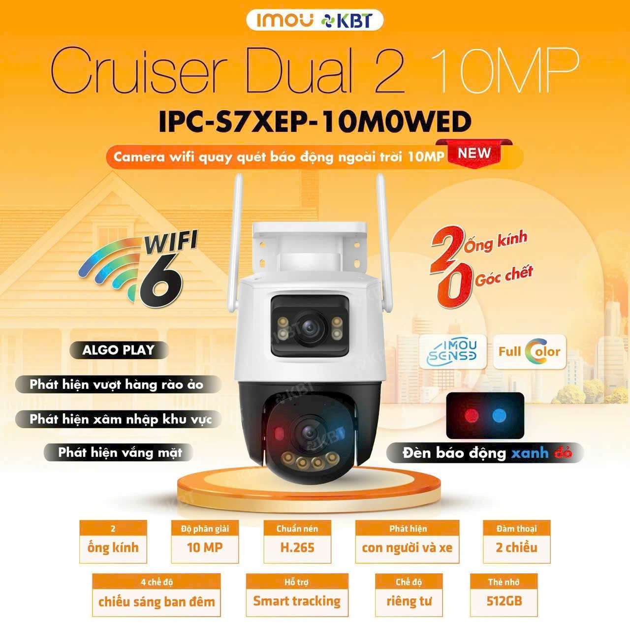 CMR WI-FI IMOU IPC-S7XEP-10M0WED 10Mpx (2 Mắt) –Ngoài Trời -Màu ban đêm C/Hãng