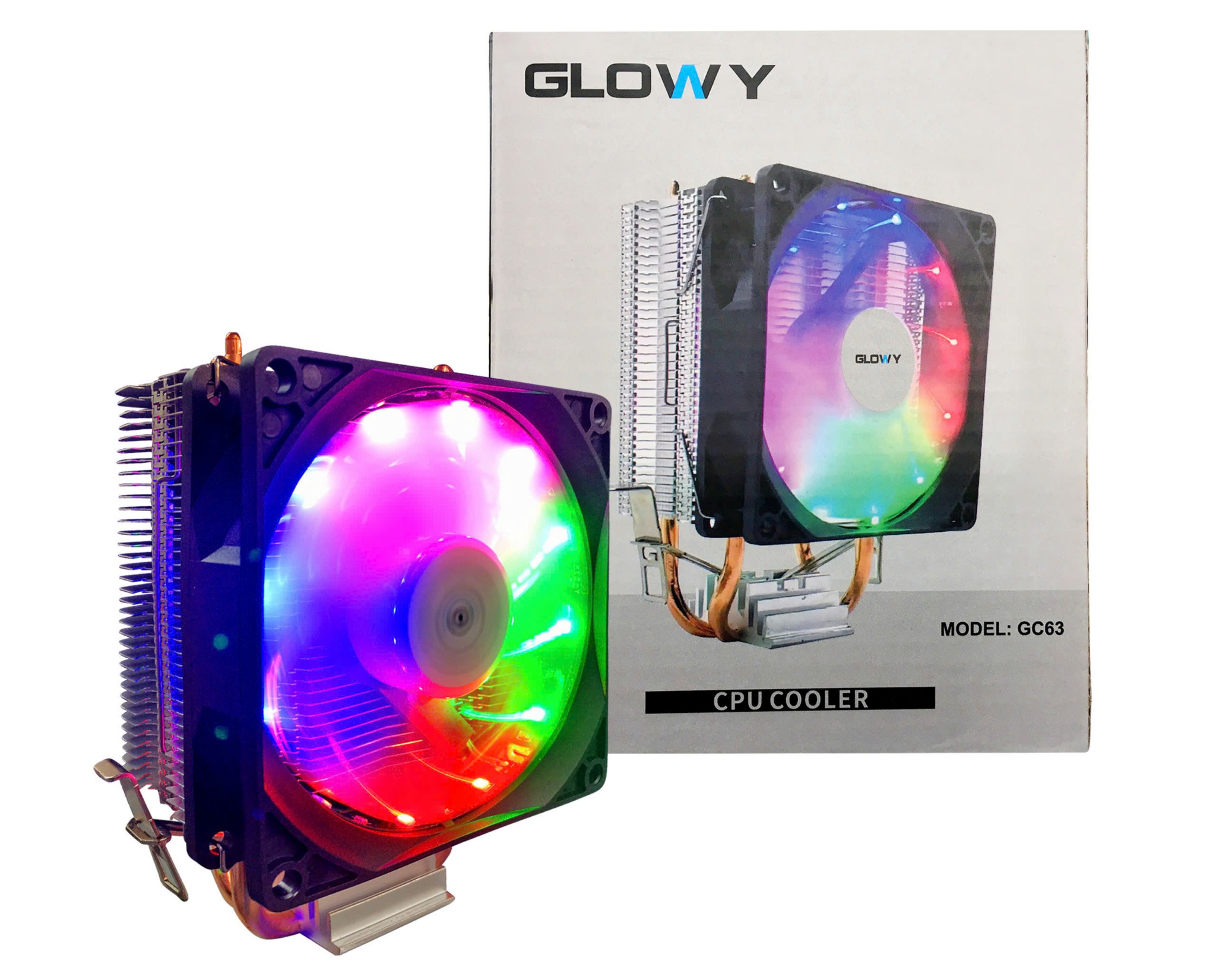FAN CPU GLOWY GC63 LED RGB 2ỐngĐồng (115x/1200/AMD)