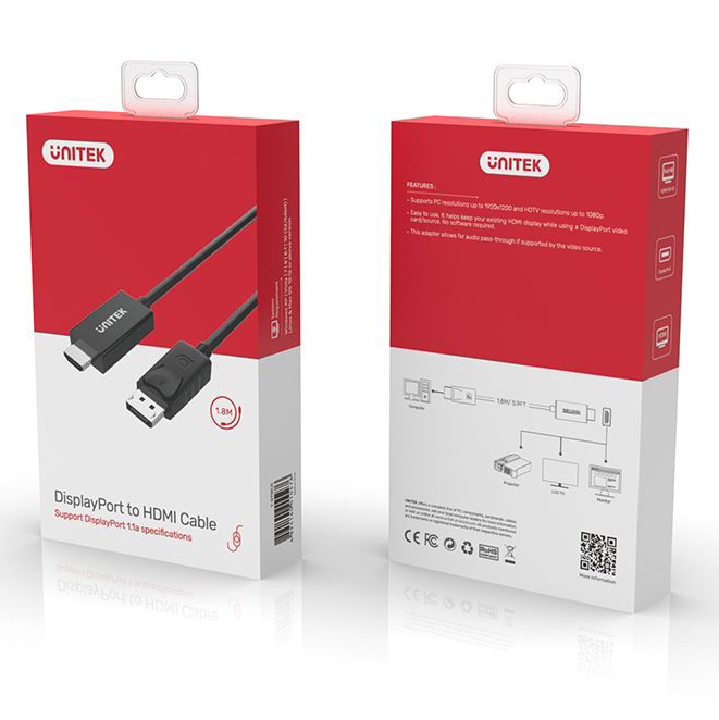 CABLE Displayport => HDMI UNITEK 1.8M Y5118CA