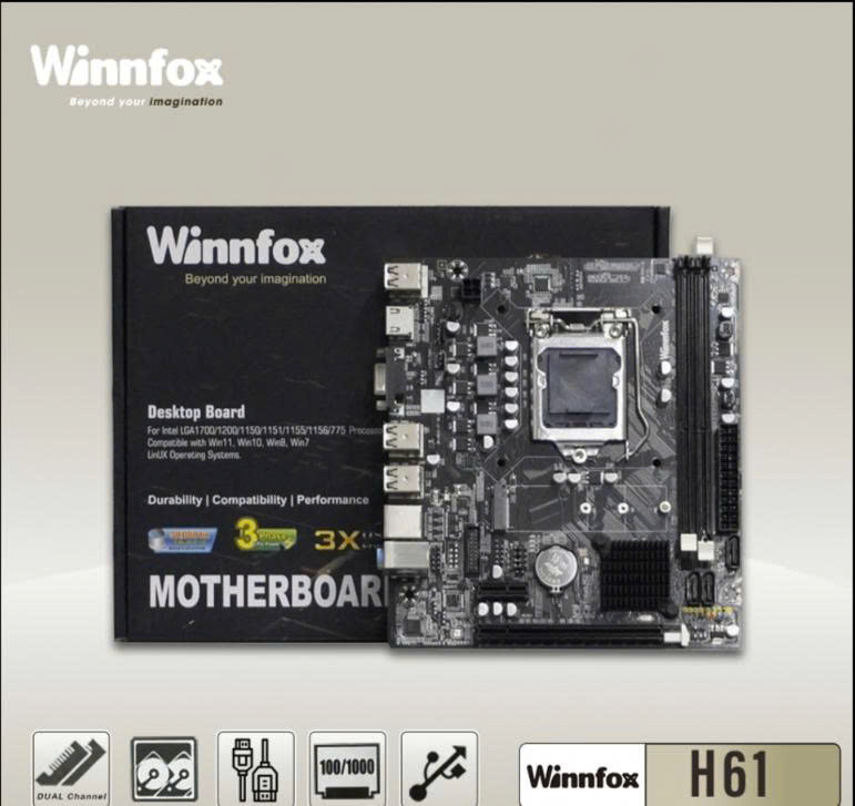 MAIN WINNFOX H61 (VGA-HDMI-M2 NVMe) Chính Hãng
