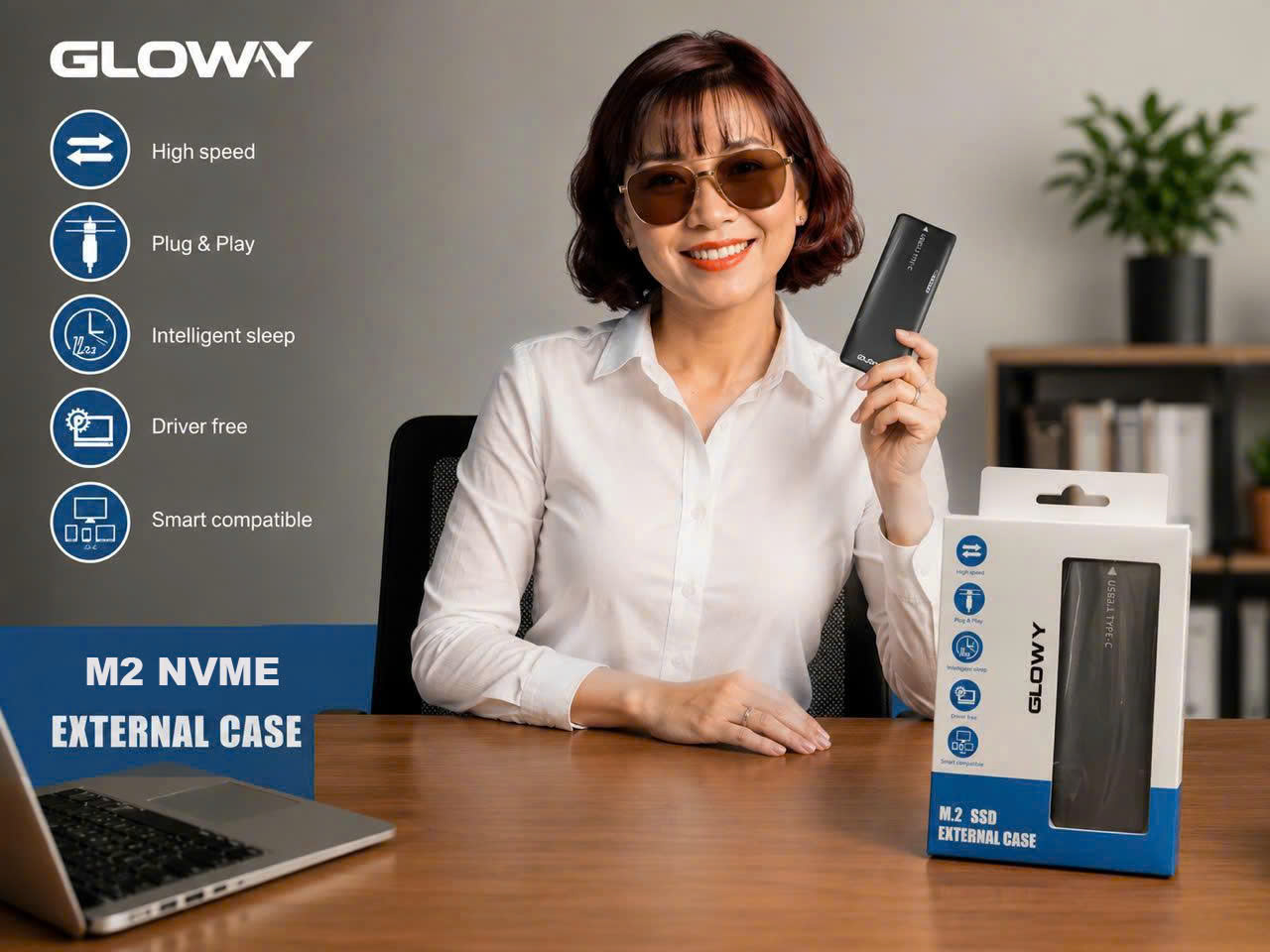 BOX NVME GLOWY (USB 3.1) Chính Hãng