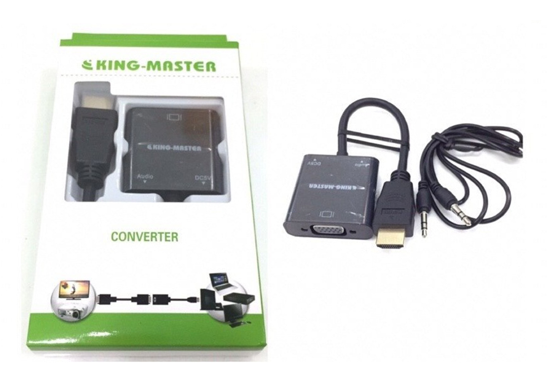 CABLE HDMI => VGA 0.5M KINGMASTER H124B có Audio