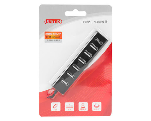 HUB USB 7P UNITEK Y2160BK 80cm 2.0