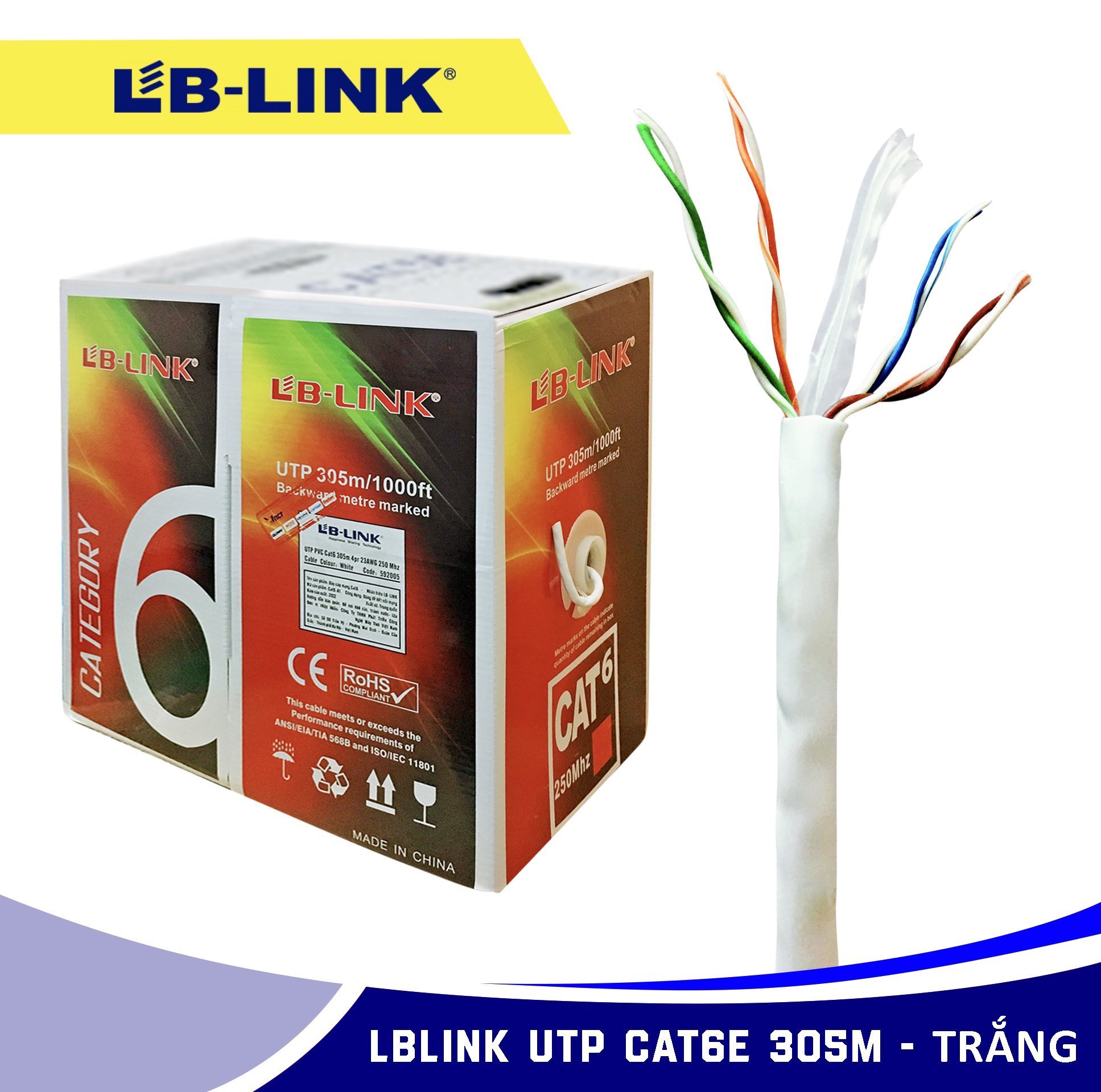 CABLE MẠNG (305M) 6E LBLINK (Màu Trắng) Chính Hãng
