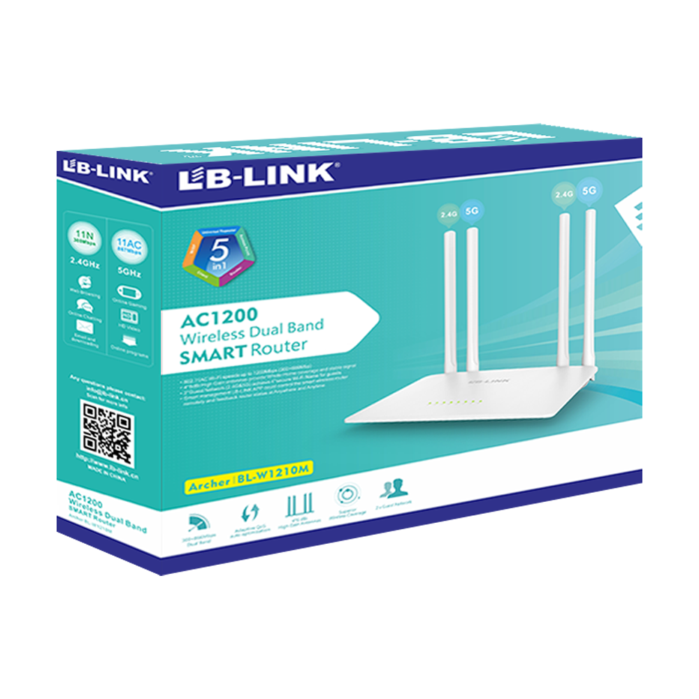 PHÁT WIFI LB-LINK W1210M AC1200 4Anten (2.4G+5G) Chính Hãng