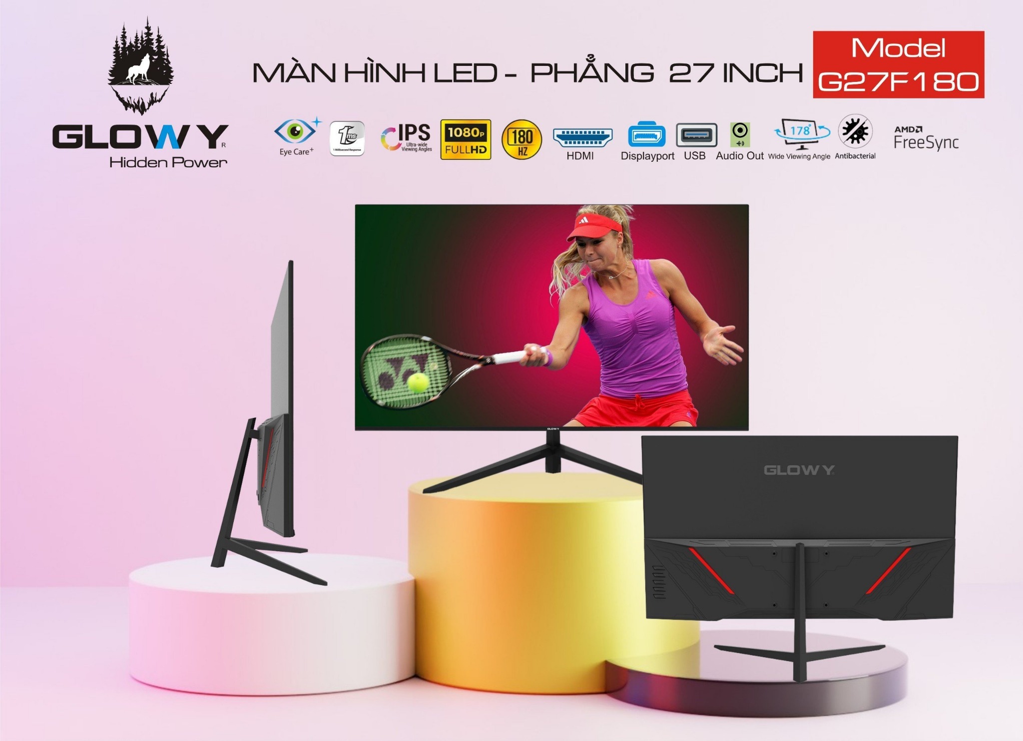 LCD 27” GLOWY G27F180 (IPS/180Hz/DP/HDMI) Chuyên Game / Đồ Hoạ Chính Hãng