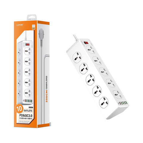 Ổ Điện 10Port +5USB +TypeC +SẠC KD 2500W 2m SC10610