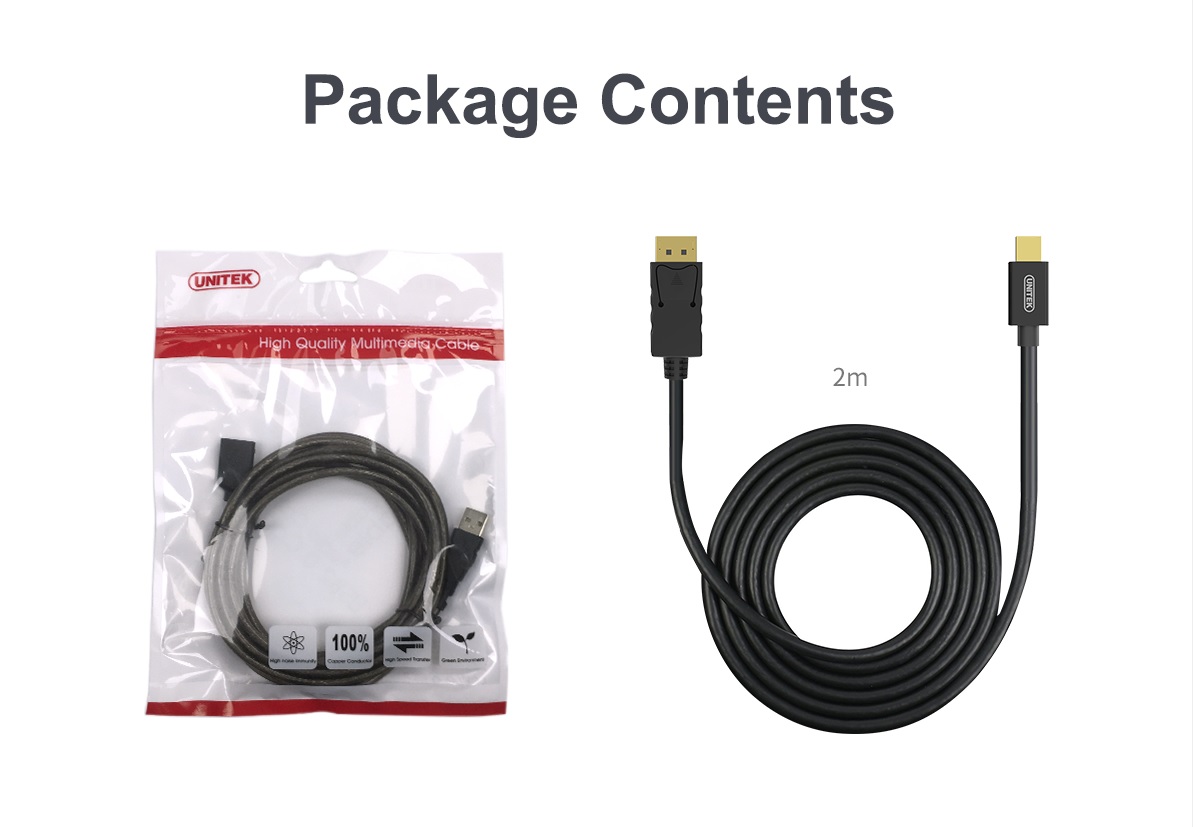CABLE MINI Displayport => DLP UNITEK YC611BK 2M