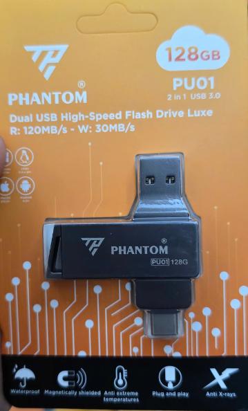 USB 128GB PHANTOM PU01 Nhôm Xoay (USB 3.0/TypeC)