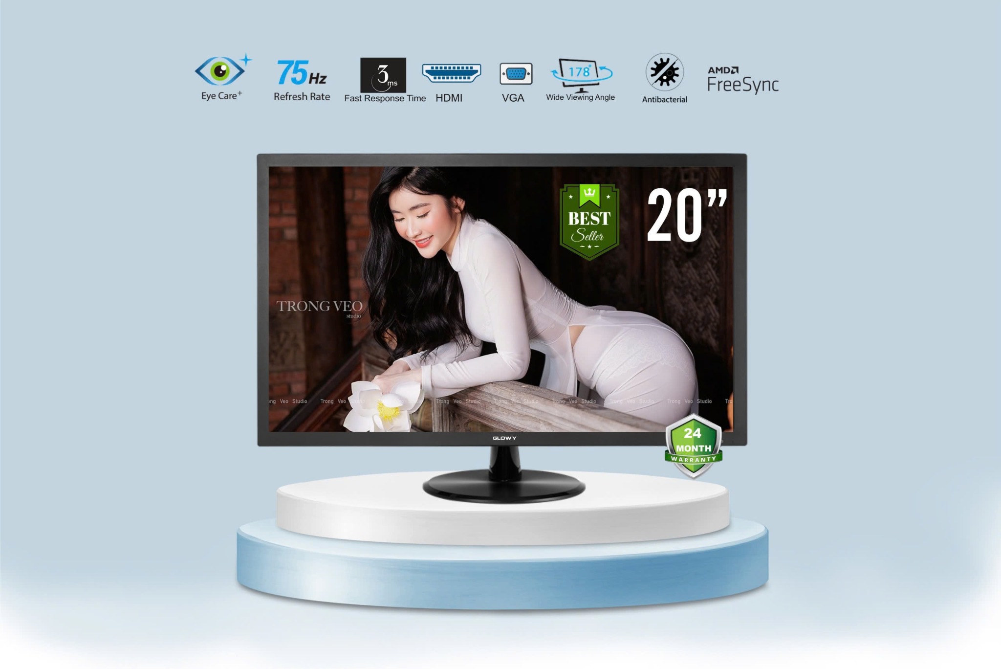 LCD 20” GLOWY GW20 (Vga-Hdmi) Chính Hãng