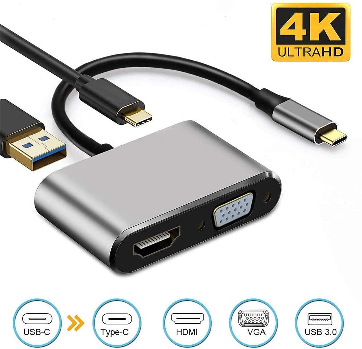 CABLE TYPE-C => VGA+HDMI+USB+PD TY03 (140K KV)