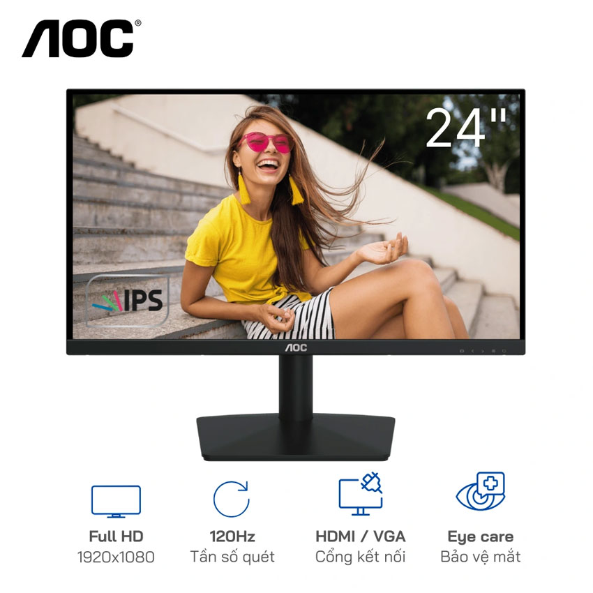 LCD 24” AOC 24B15H3 (IPS 120Hz) Chính Hãng