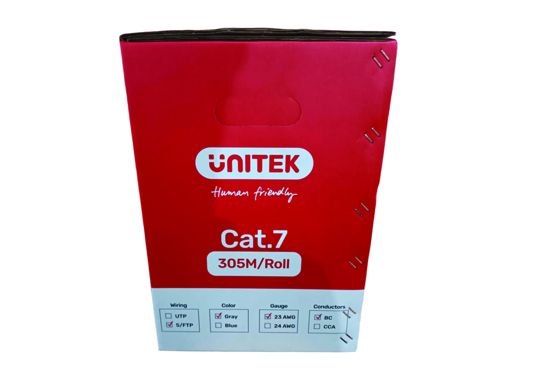 CABLE MẠNG (305M) SFTP 7E Đồng UNITEK C18131GY (Cấp Nguồn PoE)