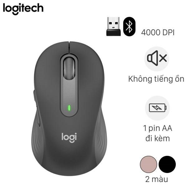 MOUSE Bluetooth /WL LOGITECH M650 Silent (Đen,Trắng,Hồng) Chính Hãng