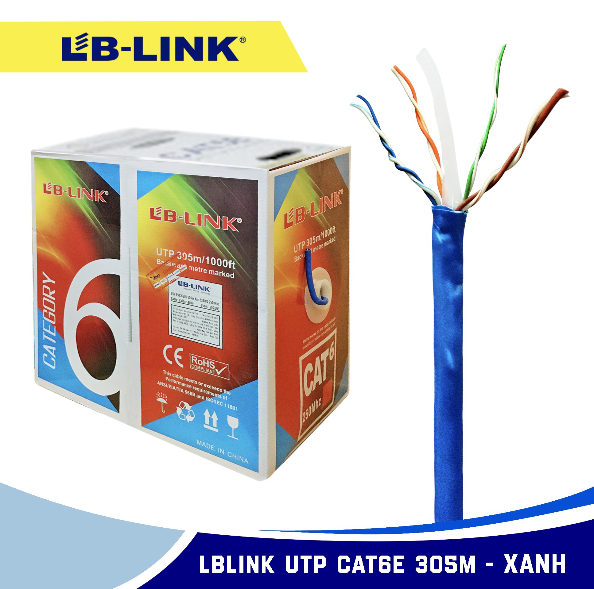 CABLE MẠNG (305M) 6E LBLINK (Xanh Dương) Chính Hãng