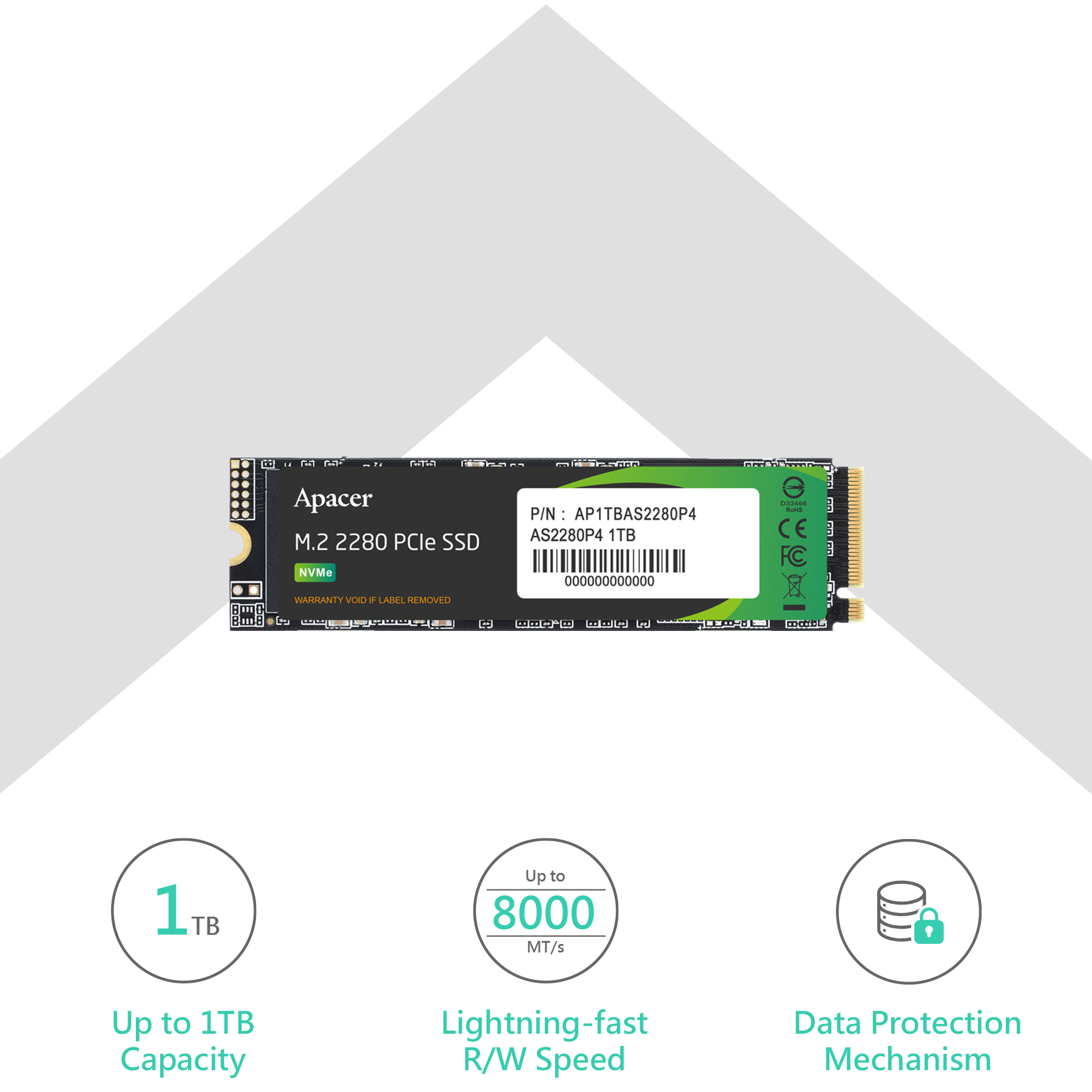 NVMe PCle 1TB APACER AS2280P4-1 Chính Hãng
