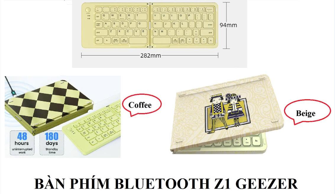 BÀN PHÍM Bluetooth GEEZER Z1 (BEIGE, COFFEE)