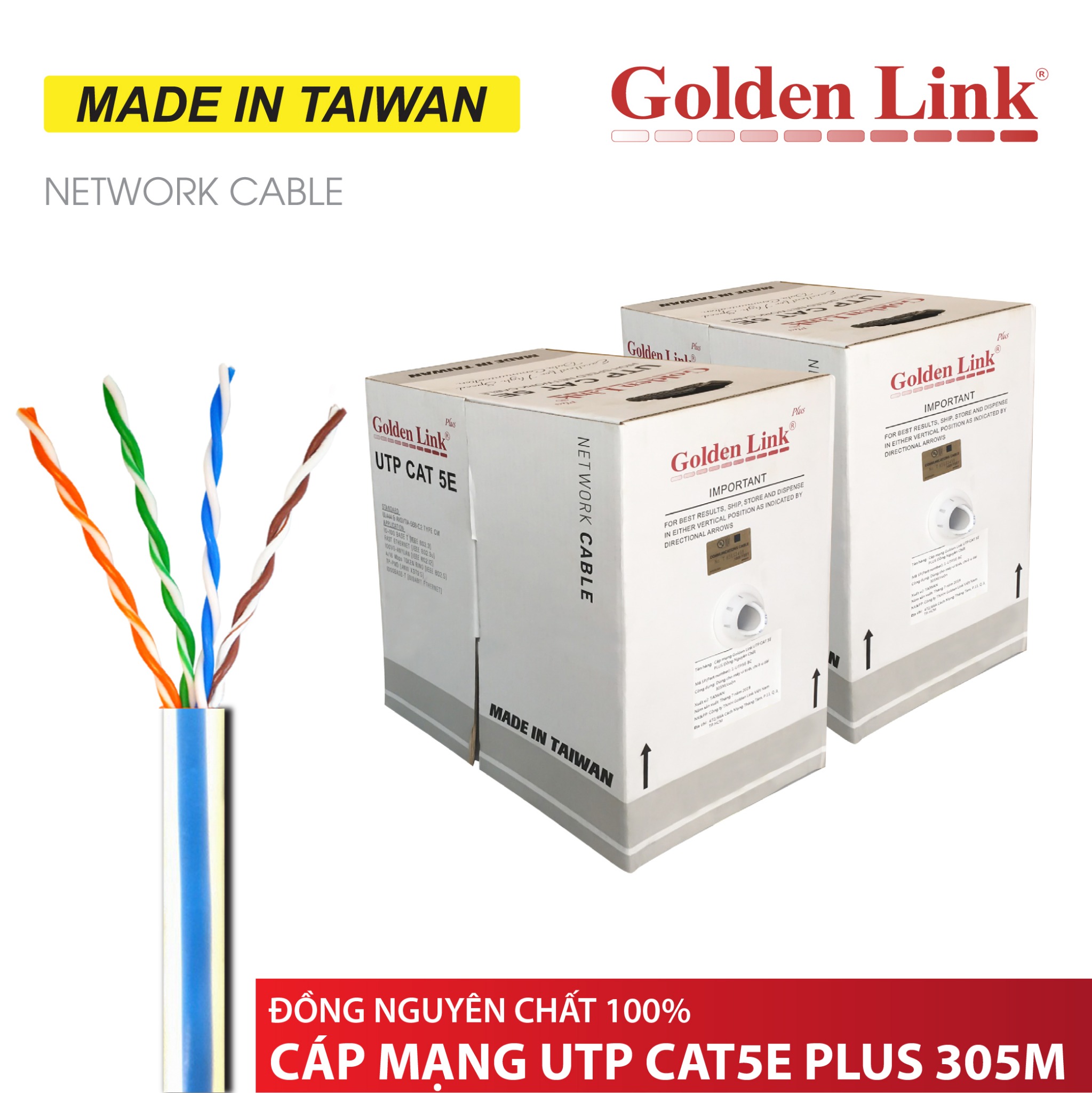 CABLE MẠNG (305M) 5E GOLDEN LINK (Màu Trắng)